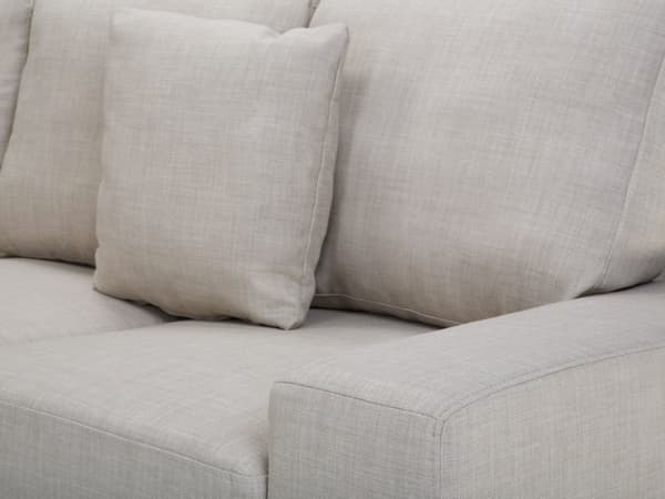 Hörnsoffa Beige Tyg Klädsel Vänstervänd med Justerbara Nackstöd