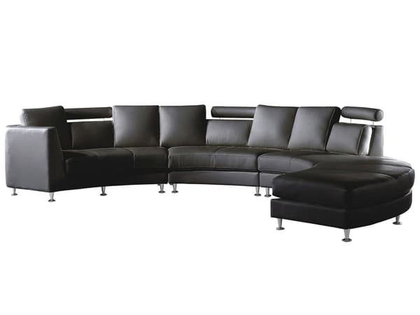 Divansoffa Svart Konstläder 7-sits Justerbara Nackstöd Modern Vardagsrum