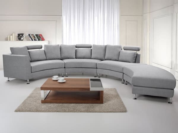 Divansoffa Ljusgrå 7-sits Justerbart Nackstöd Modern