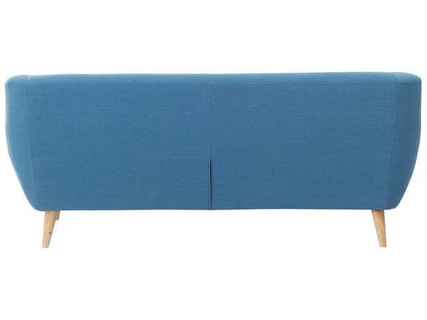 3-sits Soffa Blå Stoppad Tuftad Ryggstöd Tjockt Vadderad Trä Ben Skandinavisk Minimalistisk Vardagsrum