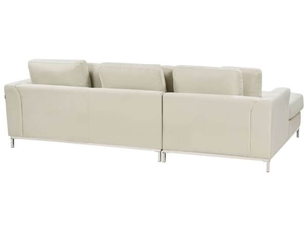 Hörnsoffa Beige med Fotpall L-formad Högervänd