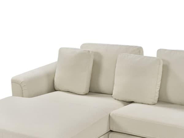 Hörnsoffa Beige med Fotpall L-formad Högervänd
