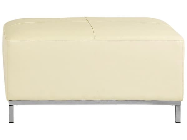 Hörnsoffa Beige Läder med Fotpall L-formad Högervänd