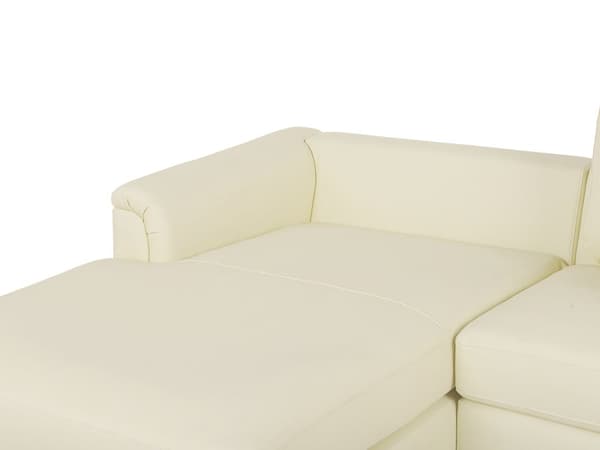 Hörnsoffa Beige Läder med Fotpall L-formad Högervänd