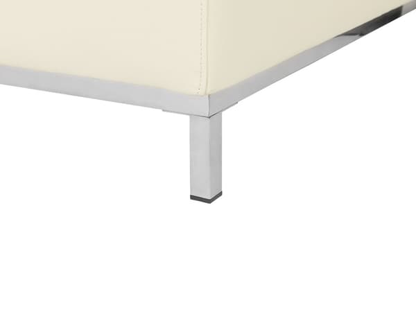 Hörnsoffa Beige Läder med Fotpall L-formad Högervänd