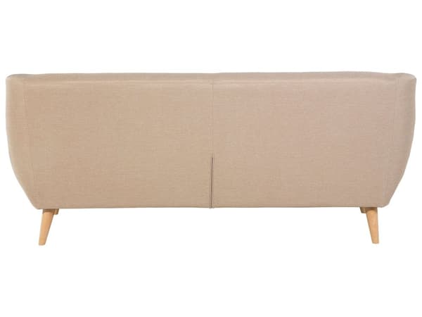 3-sits Soffa Beige Stoppad Tuftad Ryggstöd Tjockt Vadderad Trä Ben Skandinavisk Minimalistisk Vardagsrum