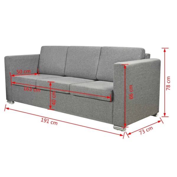 vidaXL 3-personers sofa stof lysegrå