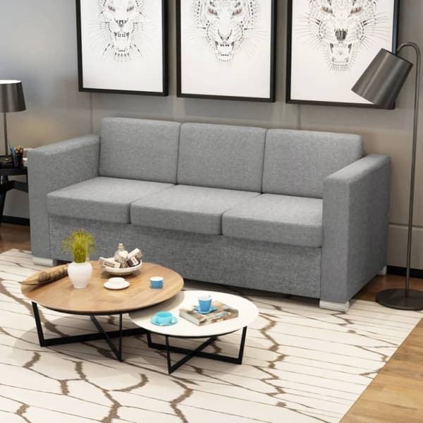 vidaXL 3-personers sofa stof lysegrå