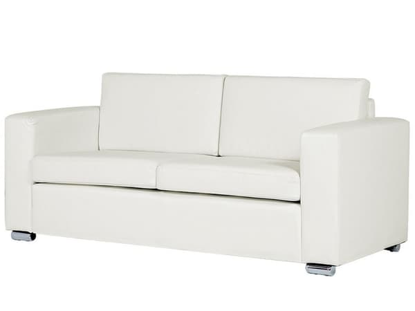 3-sits Soffa Vit Split Läder Klädsel Kromade Ben Retro Design