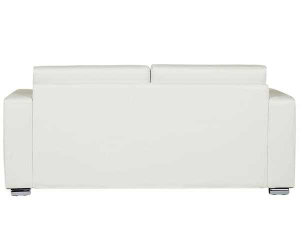 3-sits Soffa Vit Split Läder Klädsel Kromade Ben Retro Design