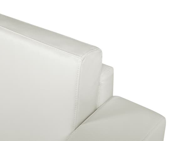 3-sits Soffa Vit Split Läder Klädsel Kromade Ben Retro Design