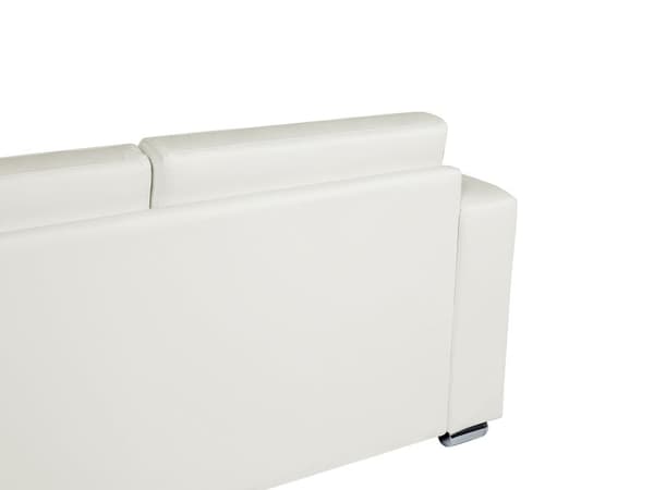 3-sits Soffa Vit Split Läder Klädsel Kromade Ben Retro Design