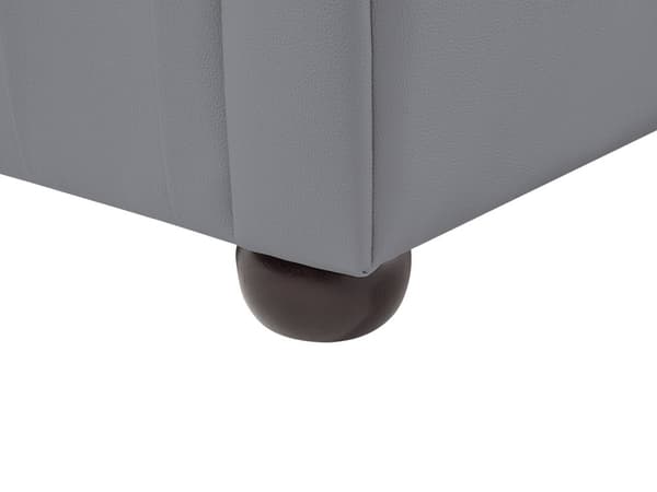 Chesterfield Soffa Grå Äkta Läder Klädsel Mörkt Trä Ben 3-sits Modern