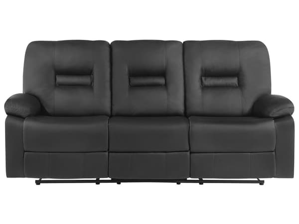 Soffa Svart 3-sits Konstläder Manuellt Justerbart Rygstöd och Fotpall