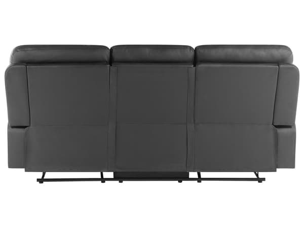 Soffa Svart 3-sits Konstläder Manuellt Justerbart Rygstöd och Fotpall