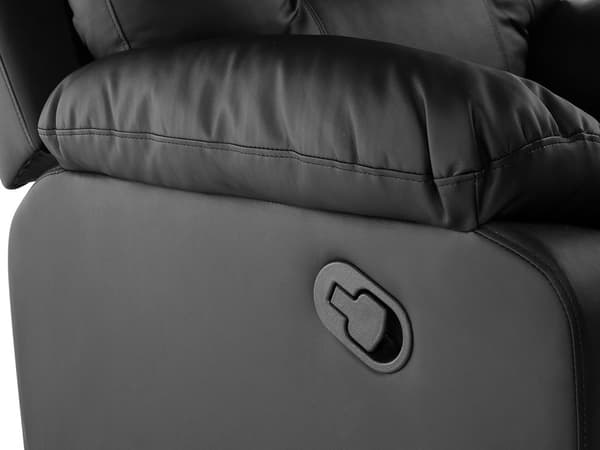 Soffa Svart 3-sits Konstläder Manuellt Justerbart Rygstöd och Fotpall