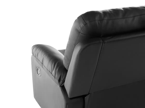 Soffa Svart 3-sits Konstläder Manuellt Justerbart Rygstöd och Fotpall