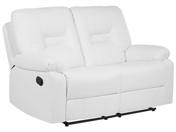 Fåtölj Soffa Vit 2-sits Konstläder Manuellt Justerbart Ryggstöd och Fotpall