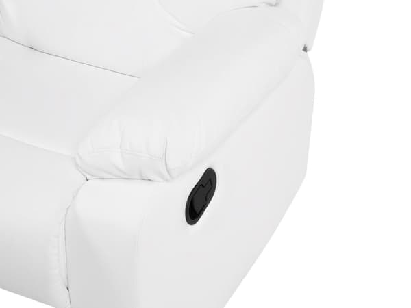 Fåtölj Soffa Vit 2-sits Konstläder Manuellt Justerbart Ryggstöd och Fotpall