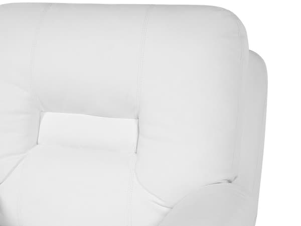 Fåtölj Soffa Vit 2-sits Konstläder Manuellt Justerbart Ryggstöd och Fotpall