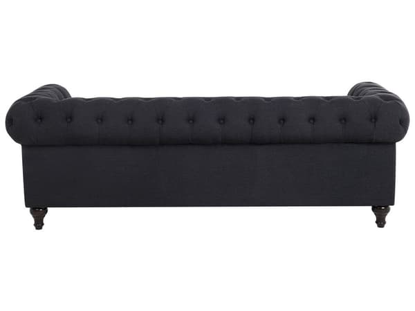 3-sits Soffa Grafitgrå Tyg Tuftade Rullarmar Traditionell