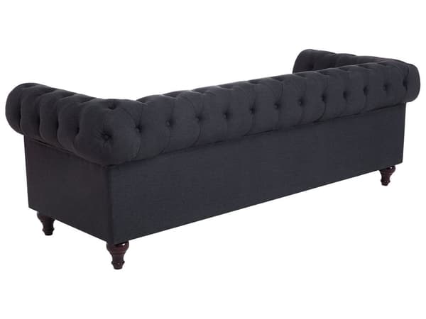 3-sits Soffa Grafitgrå Tyg Tuftade Rullarmar Traditionell