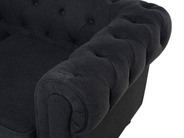 3-sits Soffa Grafitgrå Tyg Tuftade Rullarmar Traditionell