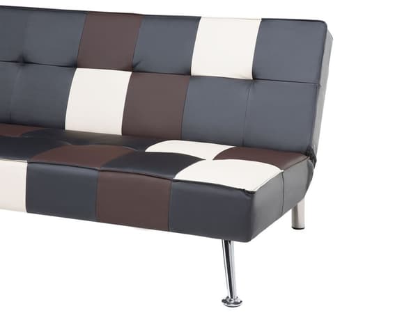 Bäddsoffa Svart och Brun 3-sits Konstläder Patchwork Klädsel Klick Klack