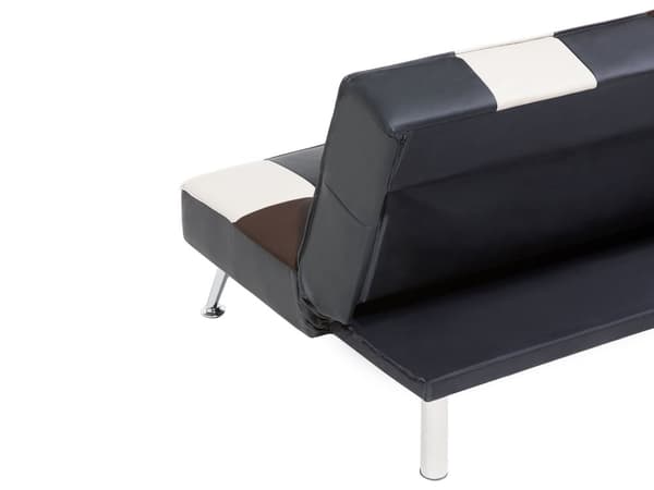 Bäddsoffa Svart och Brun 3-sits Konstläder Patchwork Klädsel Klick Klack