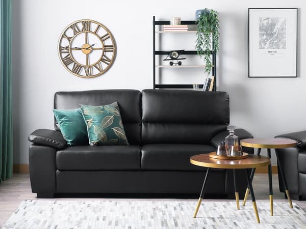 Soffa Svart 3-sits Vardagsrum Konstläder