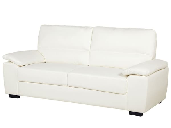 Soffa Krämvit 3-sits Vardagsrum Konstläder