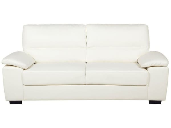 Soffa Krämvit 3-sits Vardagsrum Konstläder