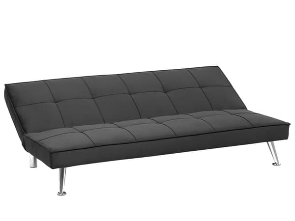 Sofa Bed Grå 3-sits Stickad Klädsel Klick Klack Metall Ben