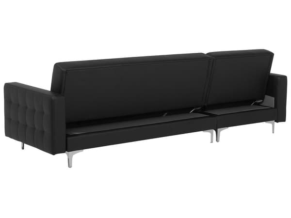 Hörnbäddsoffa Svart Konstläder Tuftad Modern L-formad Modulär 4-sits Högervänd Schäslong