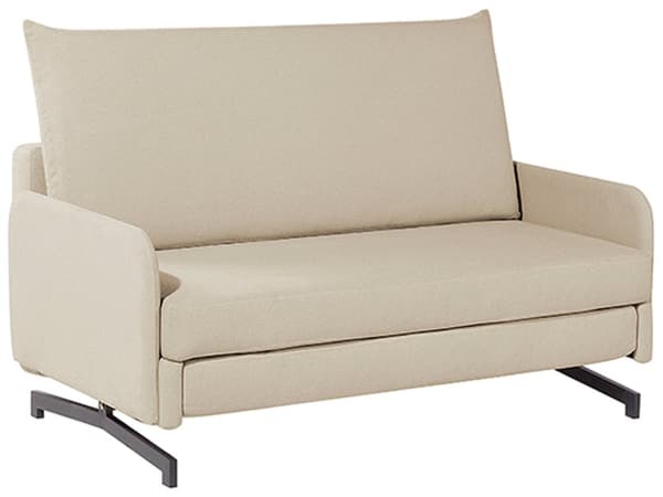 Vuodesohva beige 140 x 68 x 80 cm kangasverhoiltu metalli kahdelle vaahtomuovi
