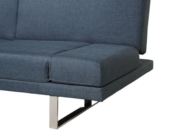 Vuodesohva siniharmaa 190 x 81 x 89 cm kangasverhoilu kahdelle säädettävä käsinoja