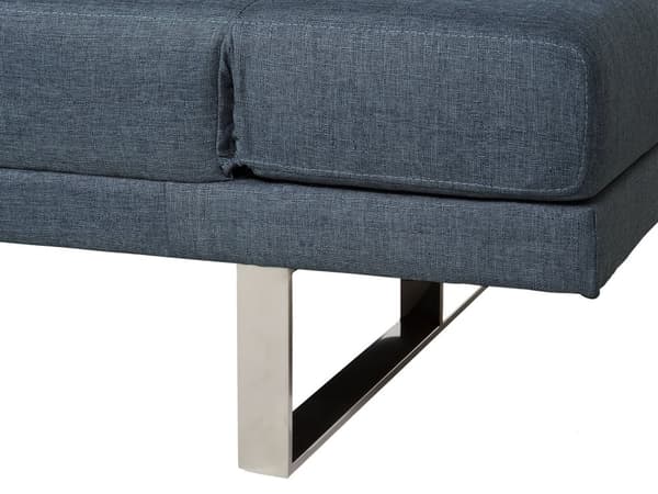 Vuodesohva siniharmaa 190 x 81 x 89 cm kangasverhoilu kahdelle säädettävä käsinoja