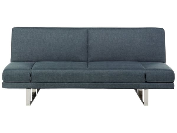 Vuodesohva siniharmaa 190 x 81 x 89 cm kangasverhoilu kahdelle säädettävä käsinoja