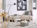 Pikkukuva 5 / 8: Vuodesohva beige 190 x 81 x 89 cm kangasverhoilu kahdelle säädettävä käsinoja