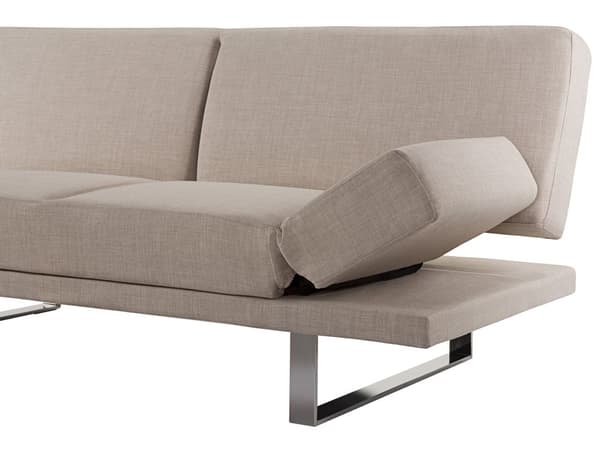 Vuodesohva beige 190 x 81 x 89 cm kangasverhoilu kahdelle säädettävä käsinoja