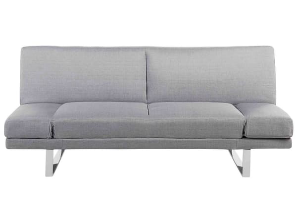 Vuodesohva vaaleanharmaa 190 x 81 x 89 cm kangasverhoilu kahdelle säädettävä käsinoja