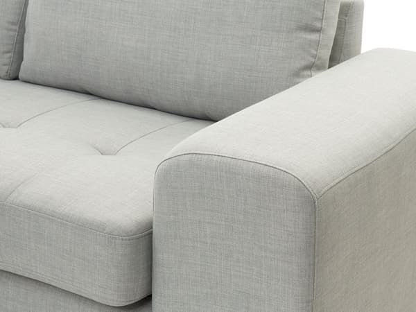 Kulmasohva vaaleanharmaa 290 x 148 x 86 cm polyesteri metalli puu neljälle oikea