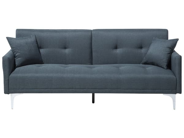 Vuodesohva tummansininen 192 x 78 x 80 cm kangasverhoilu kolmelle metallijalat eukalyptuspuu