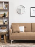 Pikkukuva 4 / 11: Vuodesohva beige 192 x 78 x 80 cm kangasverhoilu kolmelle metallijalat eukalyptuspuu