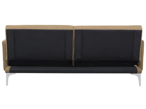 Vuodesohva beige 192 x 78 x 80 cm kangasverhoilu kolmelle metallijalat eukalyptuspuu