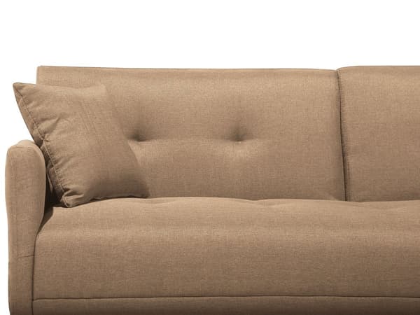 Vuodesohva beige 192 x 78 x 80 cm kangasverhoilu kolmelle metallijalat eukalyptuspuu