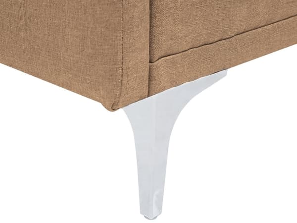Vuodesohva beige 192 x 78 x 80 cm kangasverhoilu kolmelle metallijalat eukalyptuspuu