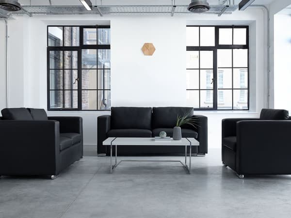 Sohva musta 186 x 72 x 76 cm nahkaverhoilu kolmelle irrotettavat päälliset