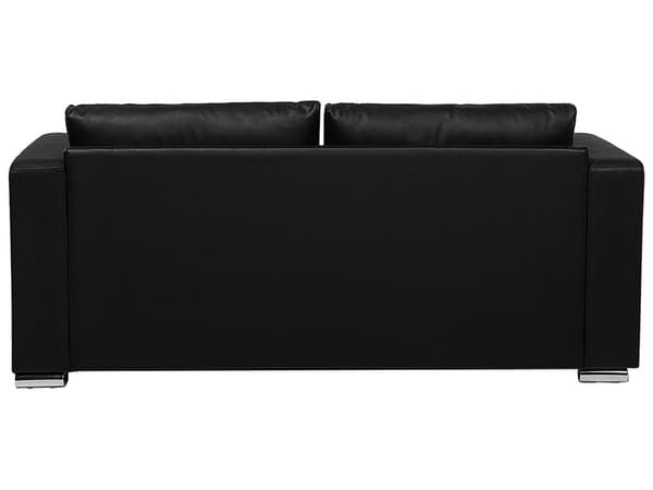 Sohva musta 186 x 72 x 76 cm nahkaverhoilu kolmelle irrotettavat päälliset