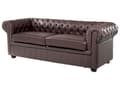 Pikkukuva 4 / 11: Sohva ruskea 195 x 70 x 75 cm nahkaverhoilu kolmelle chesterfield irrotettavat päälliset